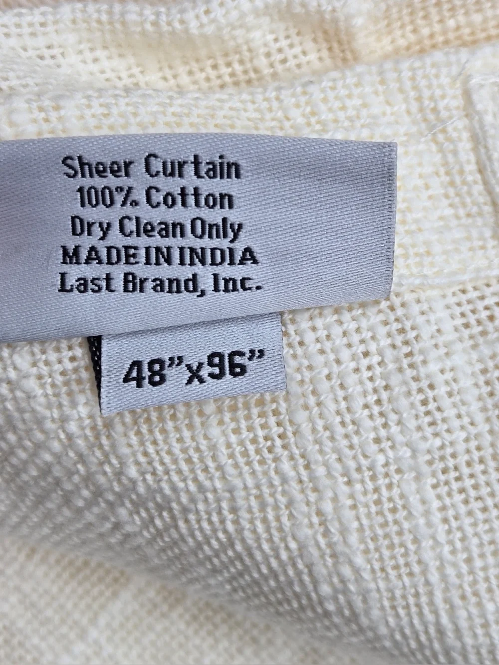 NWT QUINCE Set Of 4 48x96 Cotton Sheer Curtains Ivory 0771